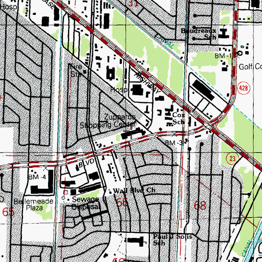 Topographic Map of Zuppardo Shopping Center, LA