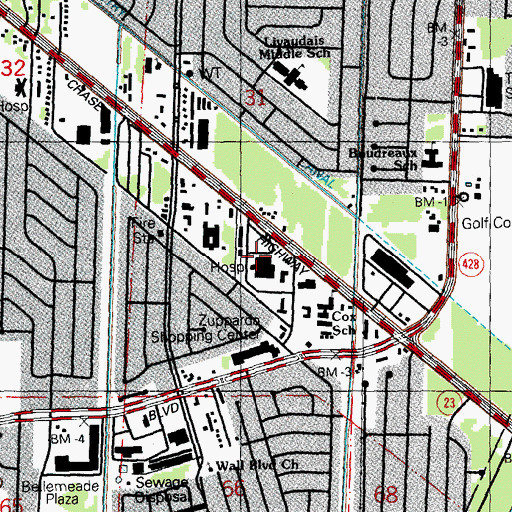 Topographic Map of Ochsner Medical Center West Bank Campus, LA