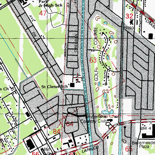 Topographic Map of Saint Cletus School, LA