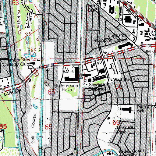 Topographic Map of Bellemeade Plaza Shopping Center, LA