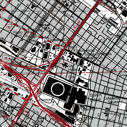 Topographic Map of Southeast Louisiana Veterans Health Care System, LA