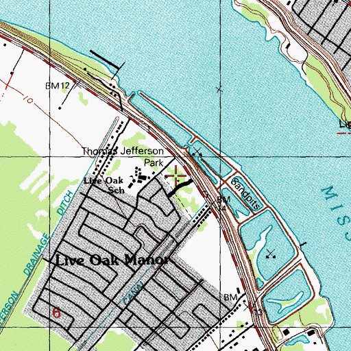 Topographic Map of Thomas Jefferson Park, LA