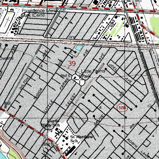 Topographic Map of Little Farms Park, LA