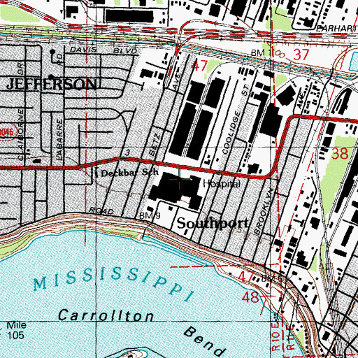Topographic Map of Ochsner Medical Center, LA