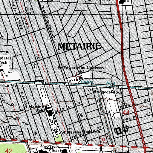 Topographic Map of Saint Edward the Confessor School, LA