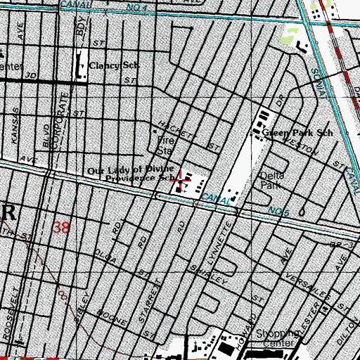 Topographic Map of Our Lady of Divine Providence School, LA