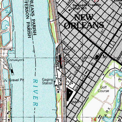 Topographic Map of United States Corps of Engineers District Headquarters, LA