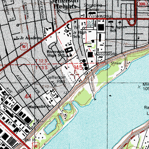 Topographic Map of Jefferson Park, LA