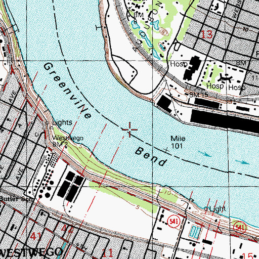 Topographic Map of Greenville Bend, LA