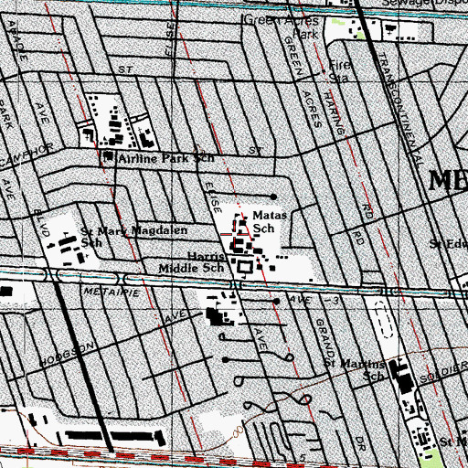 Topographic Map of Rudolph Matas Elementary School, LA