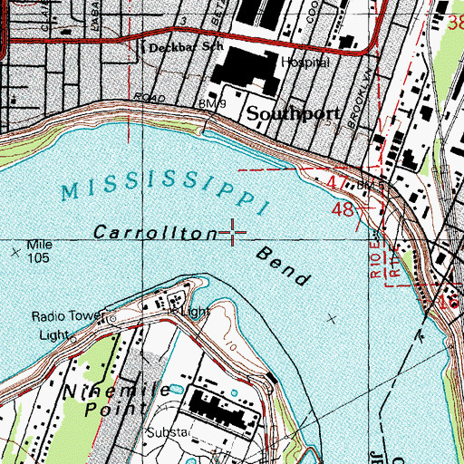 Topographic Map of Carrollton Bend, LA
