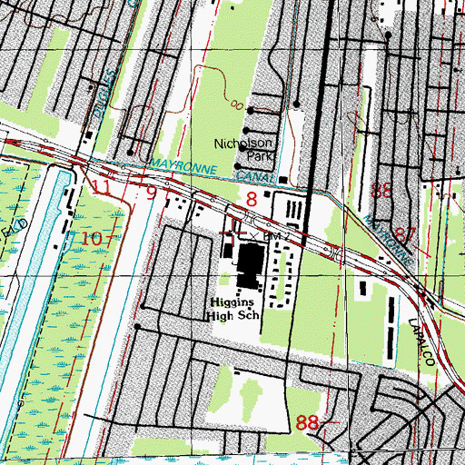Topographic Map of West Bank Cathedral Preschool, LA