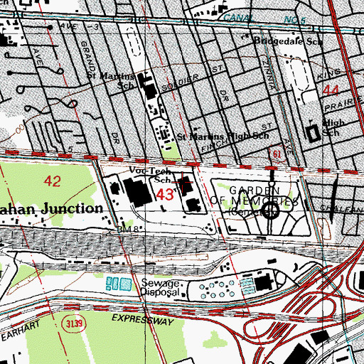 Topographic Map of Delgado Community College - Jefferson, LA