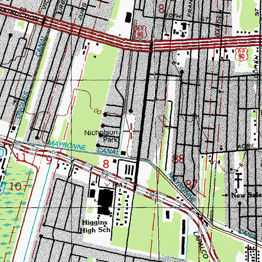 Topographic Map of Nicholson Park, LA
