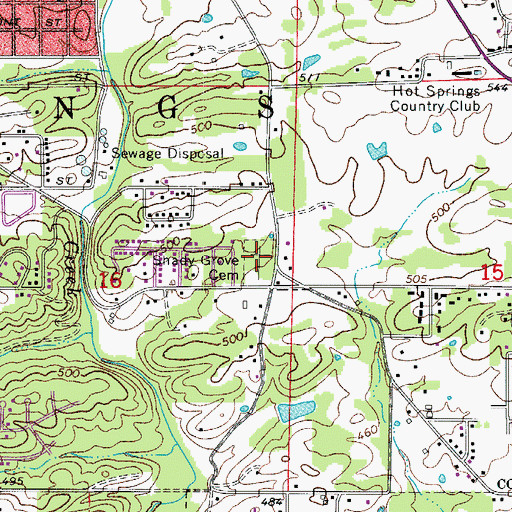 Topographic Map of Shady Grove Cemetery, AR