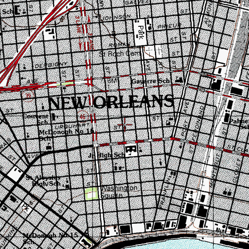 Topographic Map of Annunciation School (historical), LA