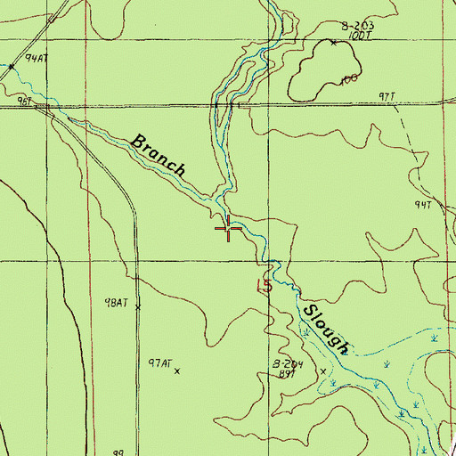 Topographic Map of Braxton Branch, LA