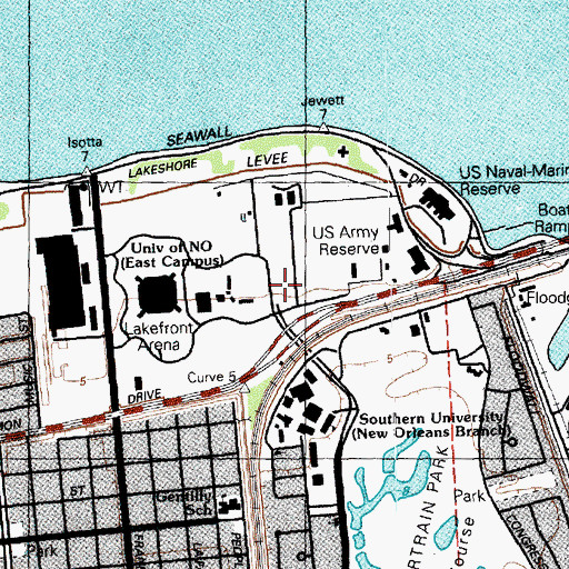 Topographic Map of Camp Leroy Johnson, LA