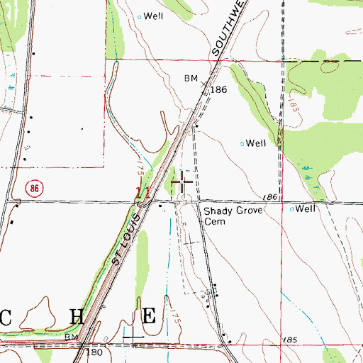 Topographic Map of Shady Grove Cemetery, AR
