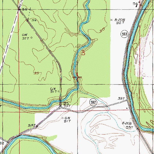 Topographic Map of De Butte Creek, LA