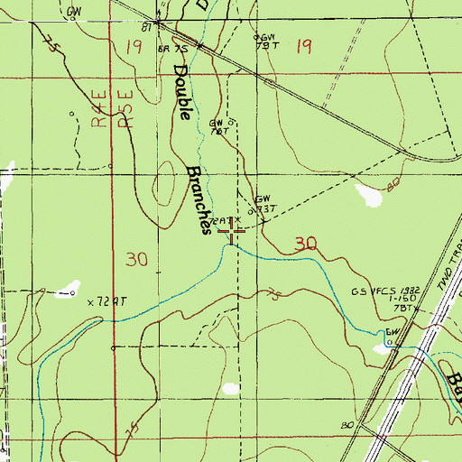 Topographic Map of Double Branches, LA