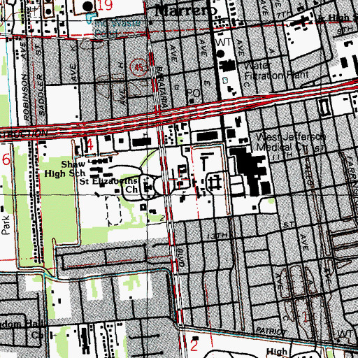 Topographic Map of Chinchuba Instiute School for the Deaf (historical), LA