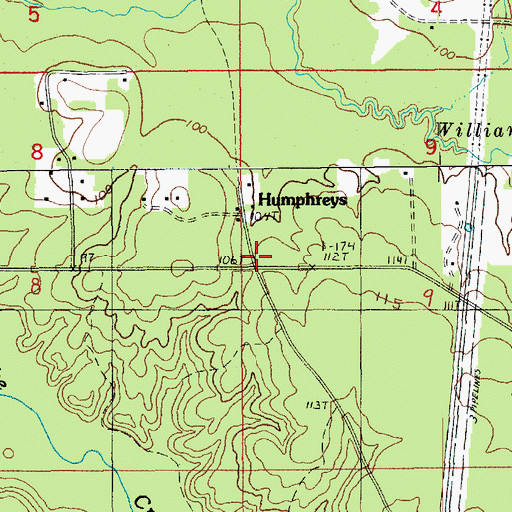 Topographic Map of Humphreys, LA