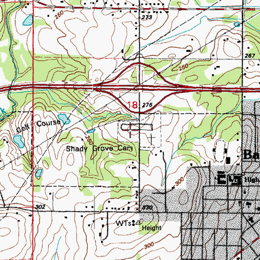 Topographic Map of Shady Grove Cemetery, AR