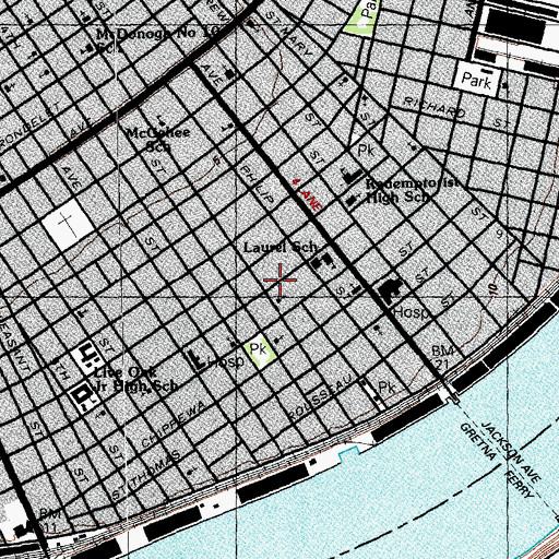 Topographic Map of McDonogh Number 1 School, LA