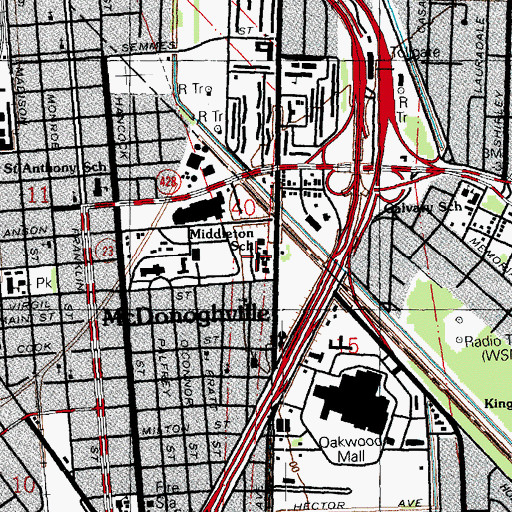 Topographic Map of Kate Middleton Kindergarten School, LA