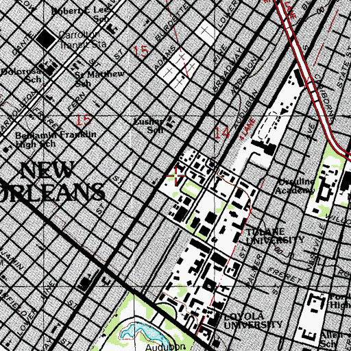 Topographic Map of Newcomb College (historical), LA