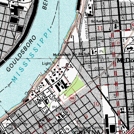 Topographic Map of Parish Trade School (historical), LA