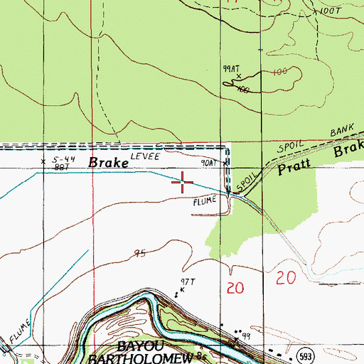 Topographic Map of Pratt Brake, LA