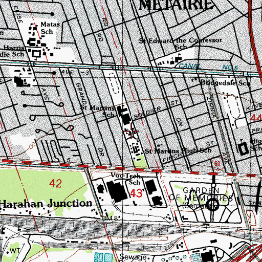 Topographic Map of Saint Martins Episcopal School, LA