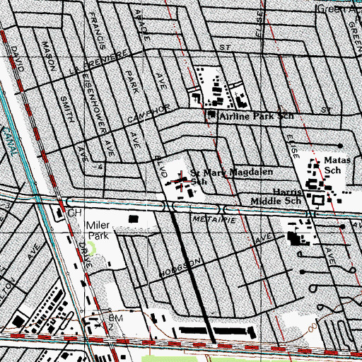Topographic Map of Saint Mary Magdalen School, LA