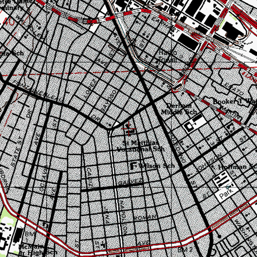 Topographic Map of Saint Matthias Vocational School, LA