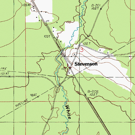 Topographic Map of Stevenson, LA