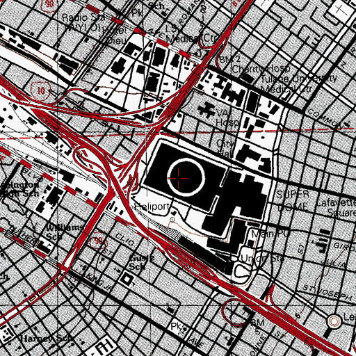Topographic Map of Mercedes - Benz Superdome, LA