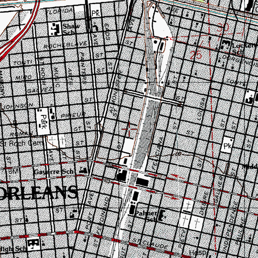 Topographic Map of United School, LA