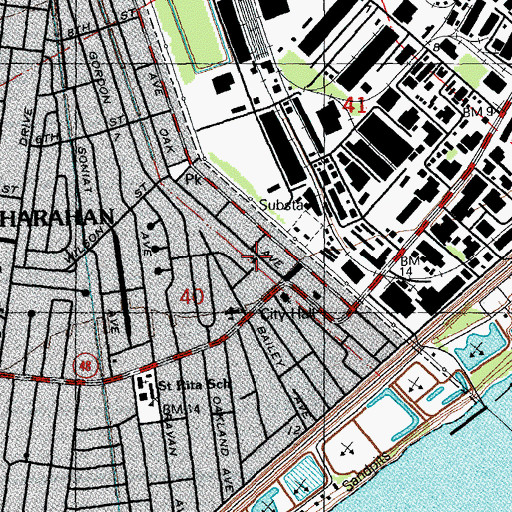 Topographic Map of University School (historical), LA