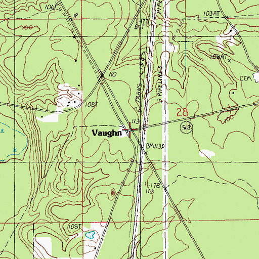 Topographic Map of Vaughn, LA