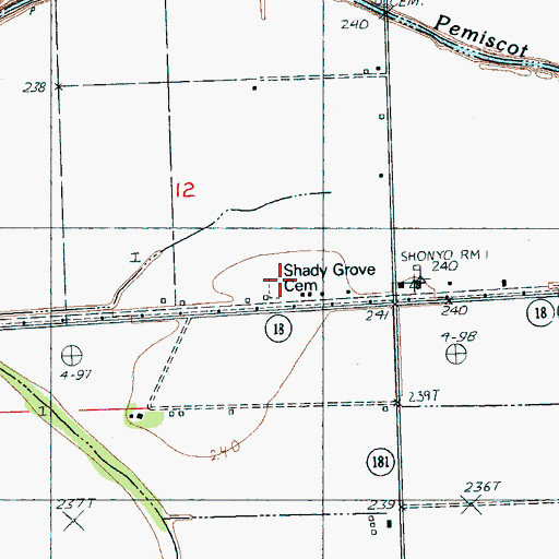 Topographic Map of Shady Grove Cemetery, AR