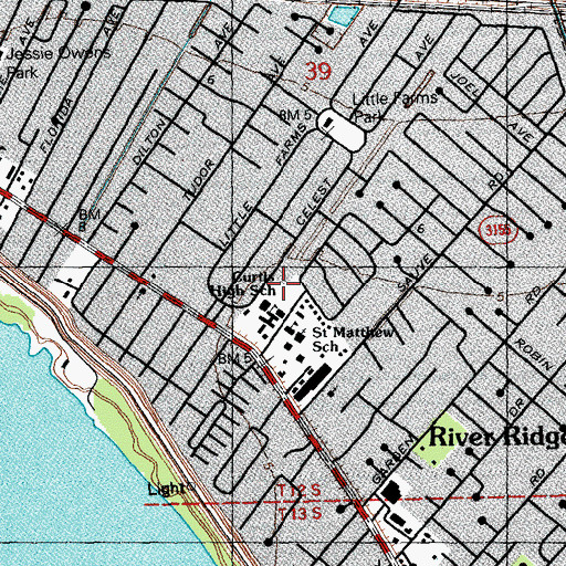 Topographic Map of Little Farms (historical), LA