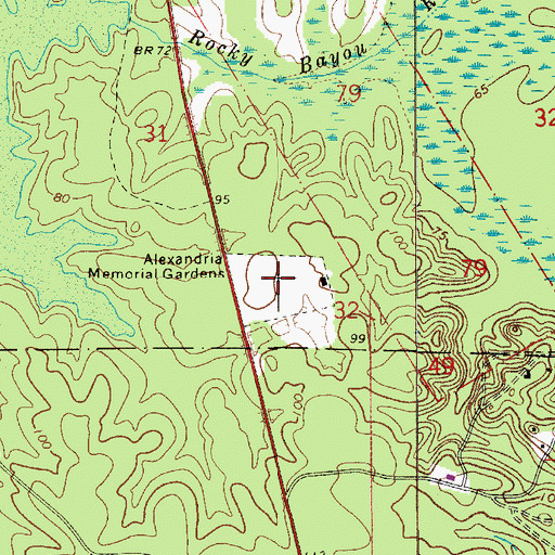 Topographic Map of Alexander Memorial Gardens, LA