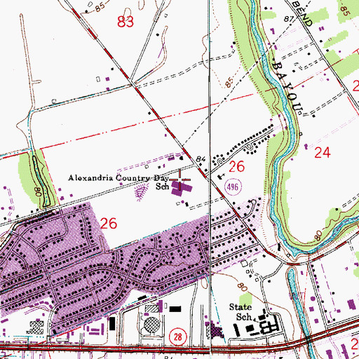 Topographic Map of Alexandria Country Day School, LA