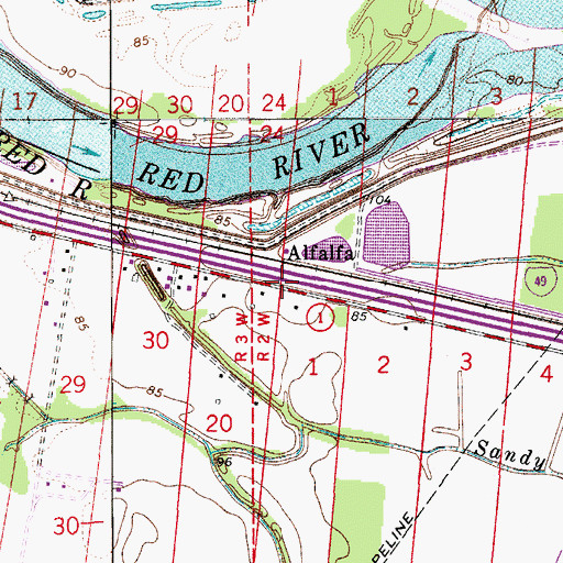 Topographic Map of Alfalfa, LA