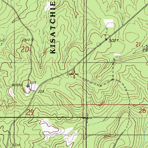 Topographic Map of Allen Cemetery, LA