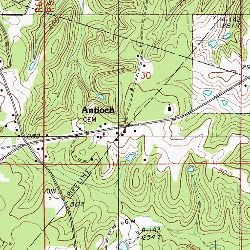 Topographic Map of Antioch, LA