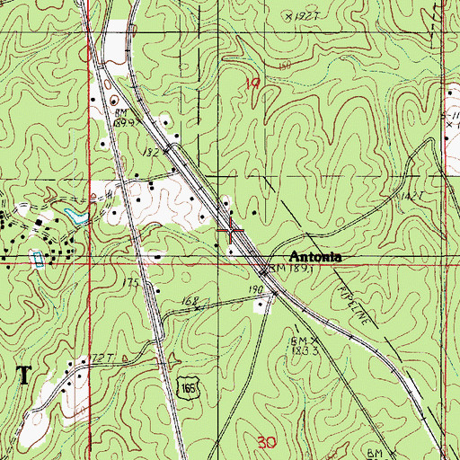 Topographic Map of Antonia, LA