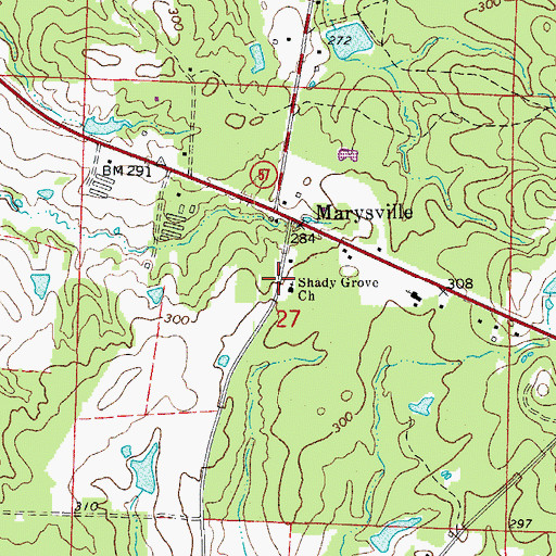 Topographic Map of Shady Grove Church, AR
